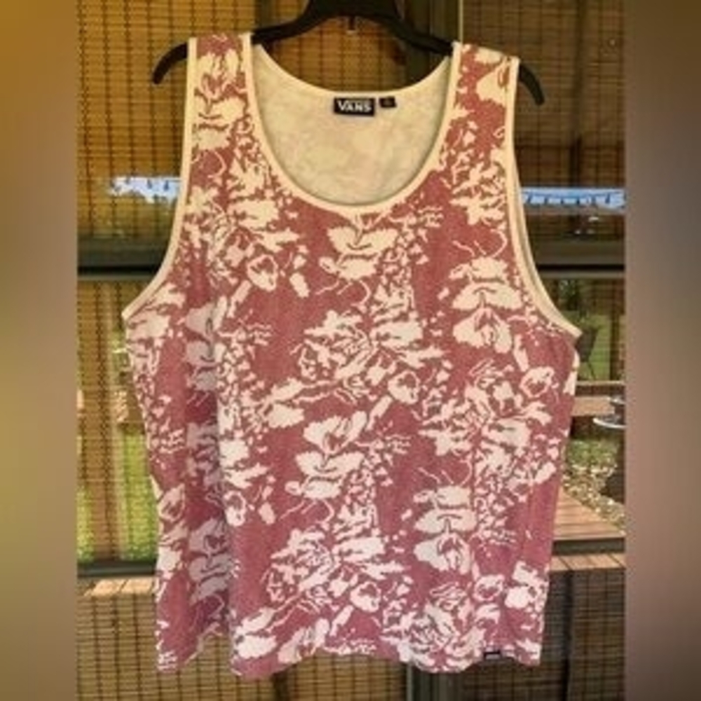 Vans Floral Tank Top in Red and White